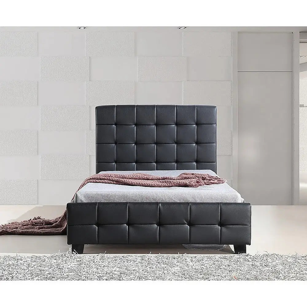 King Single Pu Leather Deluxe Bed Frame Black Furniture > Bedroom