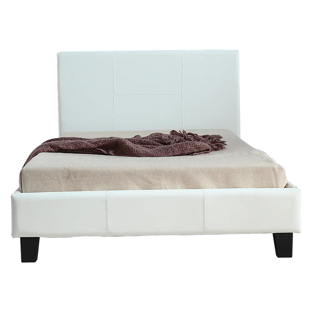 King Single Pu Leather Bed Frame White Furniture > Bedroom