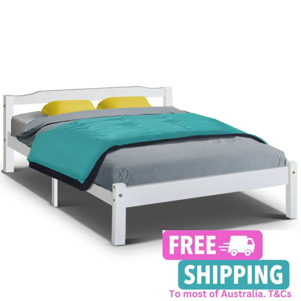 Bed Frame Double Full Size Wooden Mattress Base Timber Platform Furniture > Bedroom