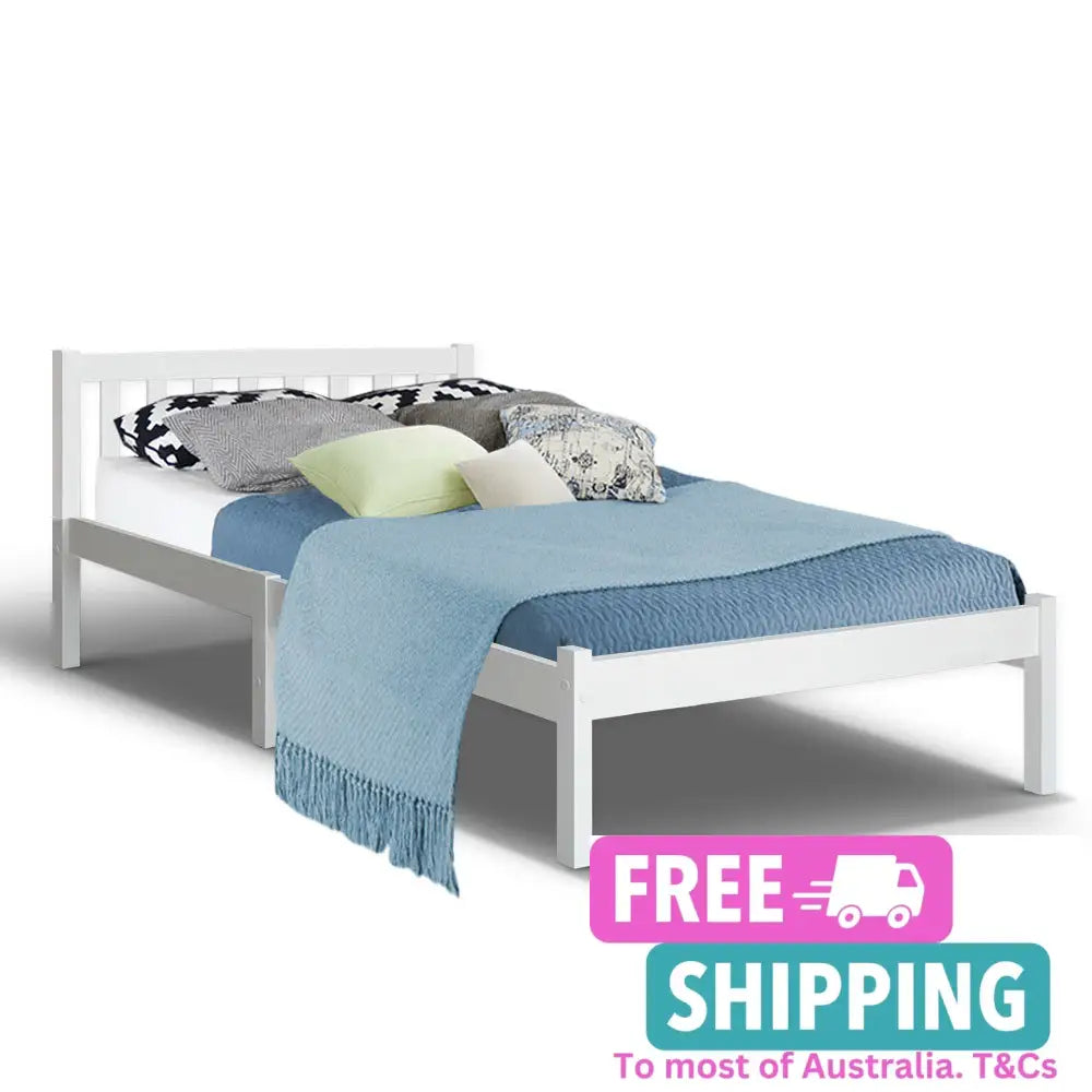 Bed Frame King Single Wooden Timber Mattress Size Base Bedroom Furniture >