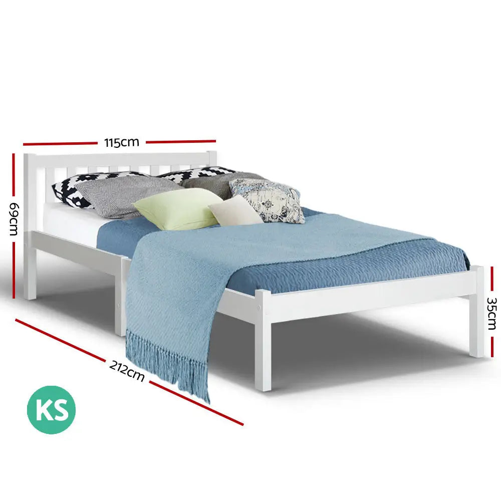Bed Frame King Single Wooden Timber Mattress Size Base Bedroom Furniture >
