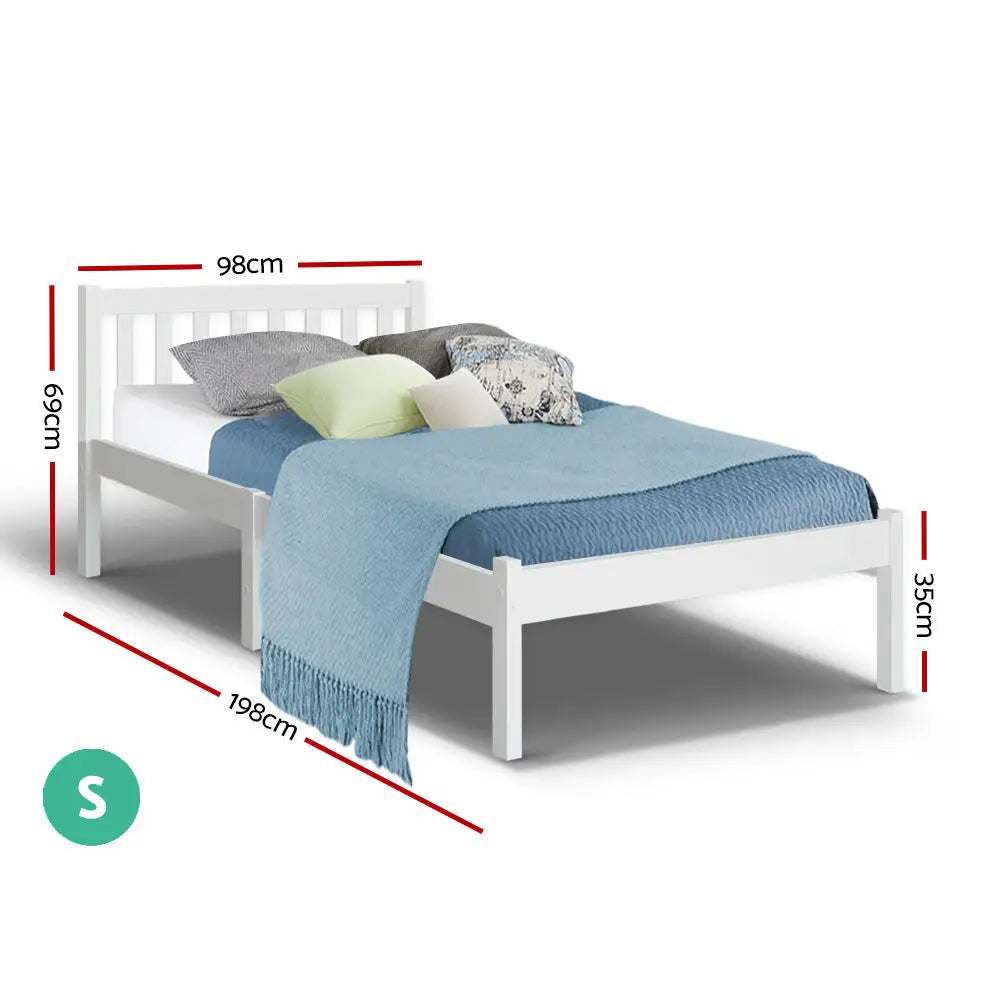 Single Size Wooden Bed Frame - White Furniture > Bedroom