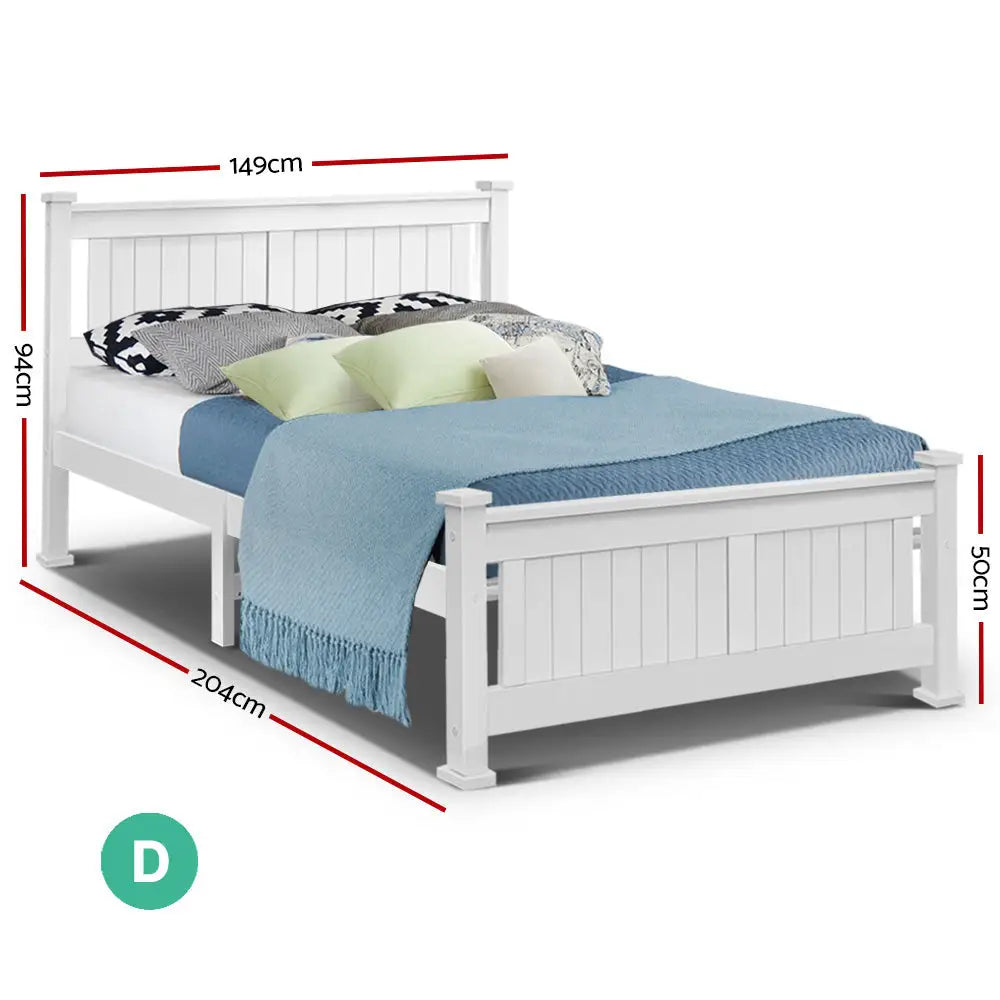 Double Size Wooden Bed Frame - White Furniture > Bedroom