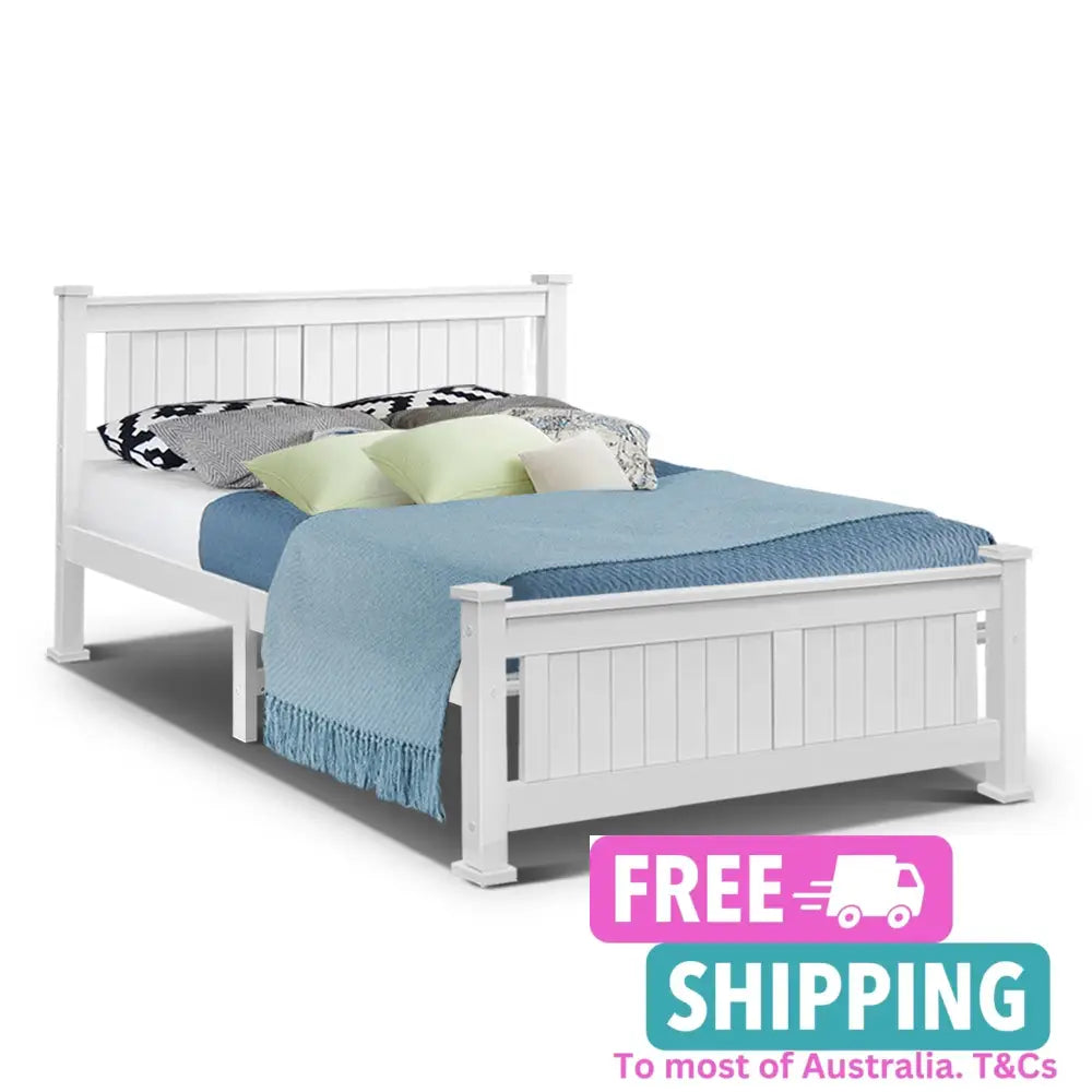 Queen Size Wooden Bed Frame Kids Adults Timber Furniture > Bedroom