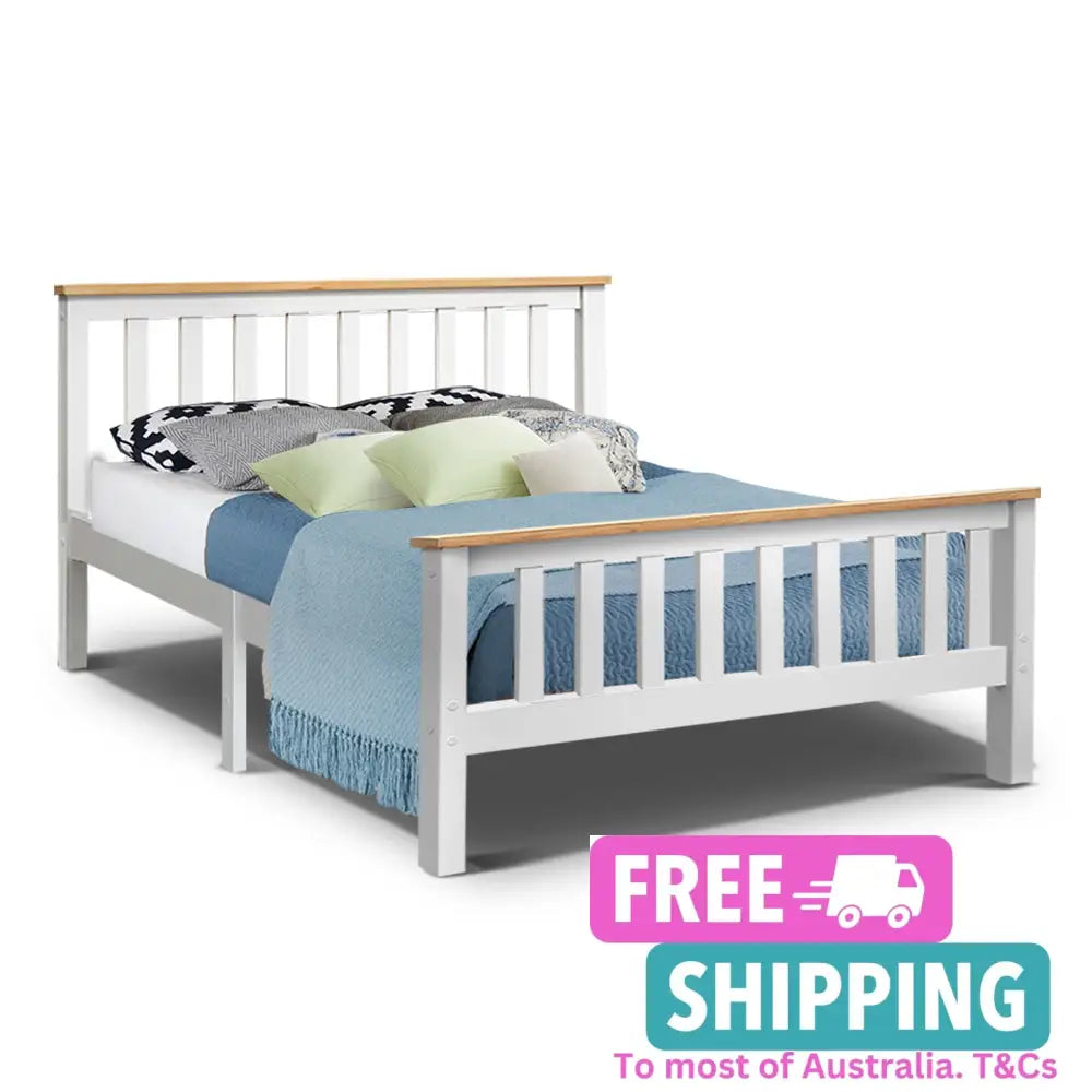 Double Full Size Wooden Bed Frame Pony Timber Mattress Base Bedroom Kids Furniture >