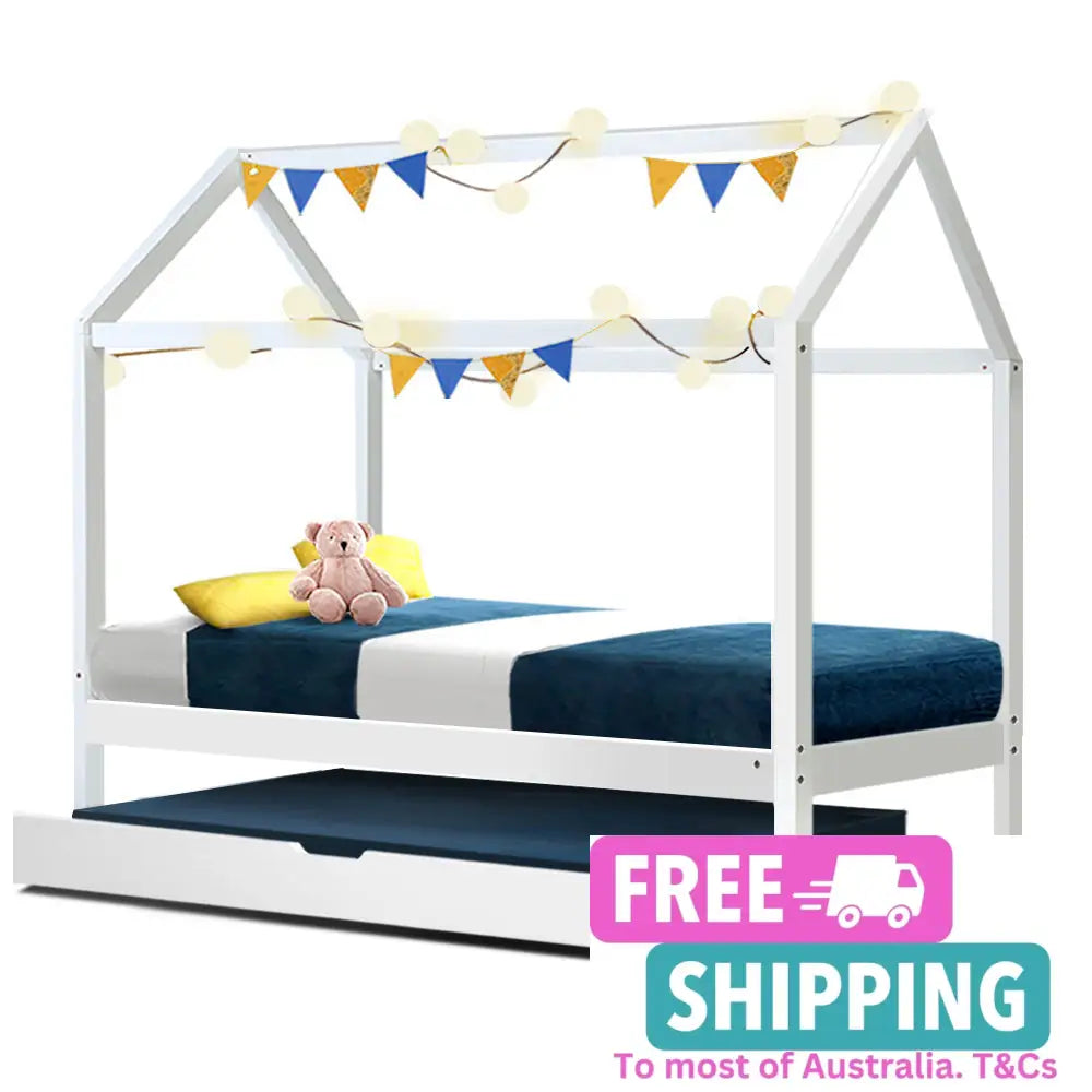 Wooden Bed Frame Single Size Mattress Base Pine Timber Platform White Holy Furniture > Bedroom