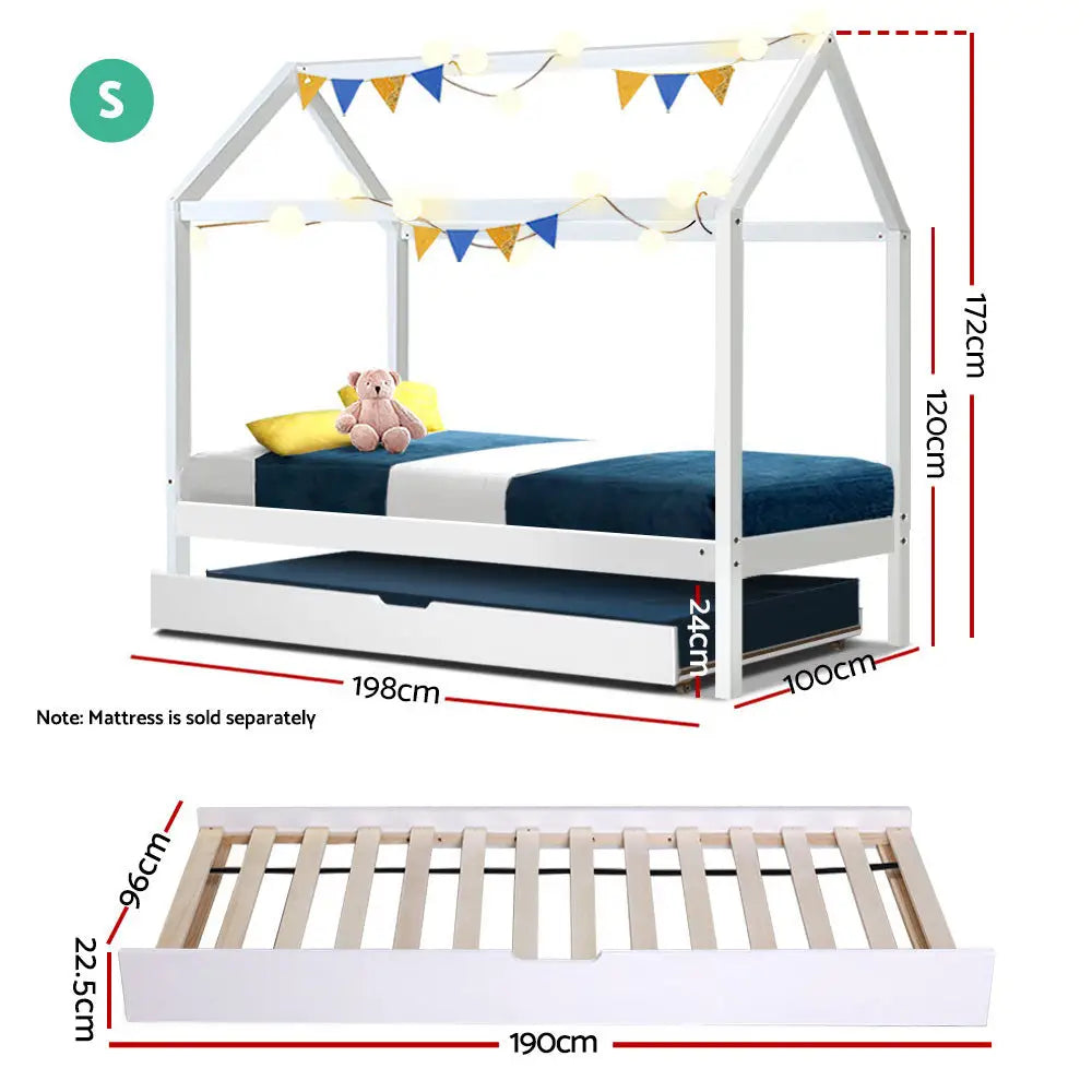 Wooden Bed Frame Single Size Mattress Base Pine Timber Platform White Holy Furniture > Bedroom