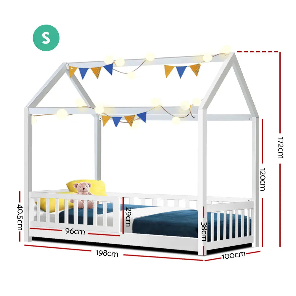 Wooden Bed Frame Single Size Timber Mattress Base Pine Platform White Rock Furniture > Bedroom