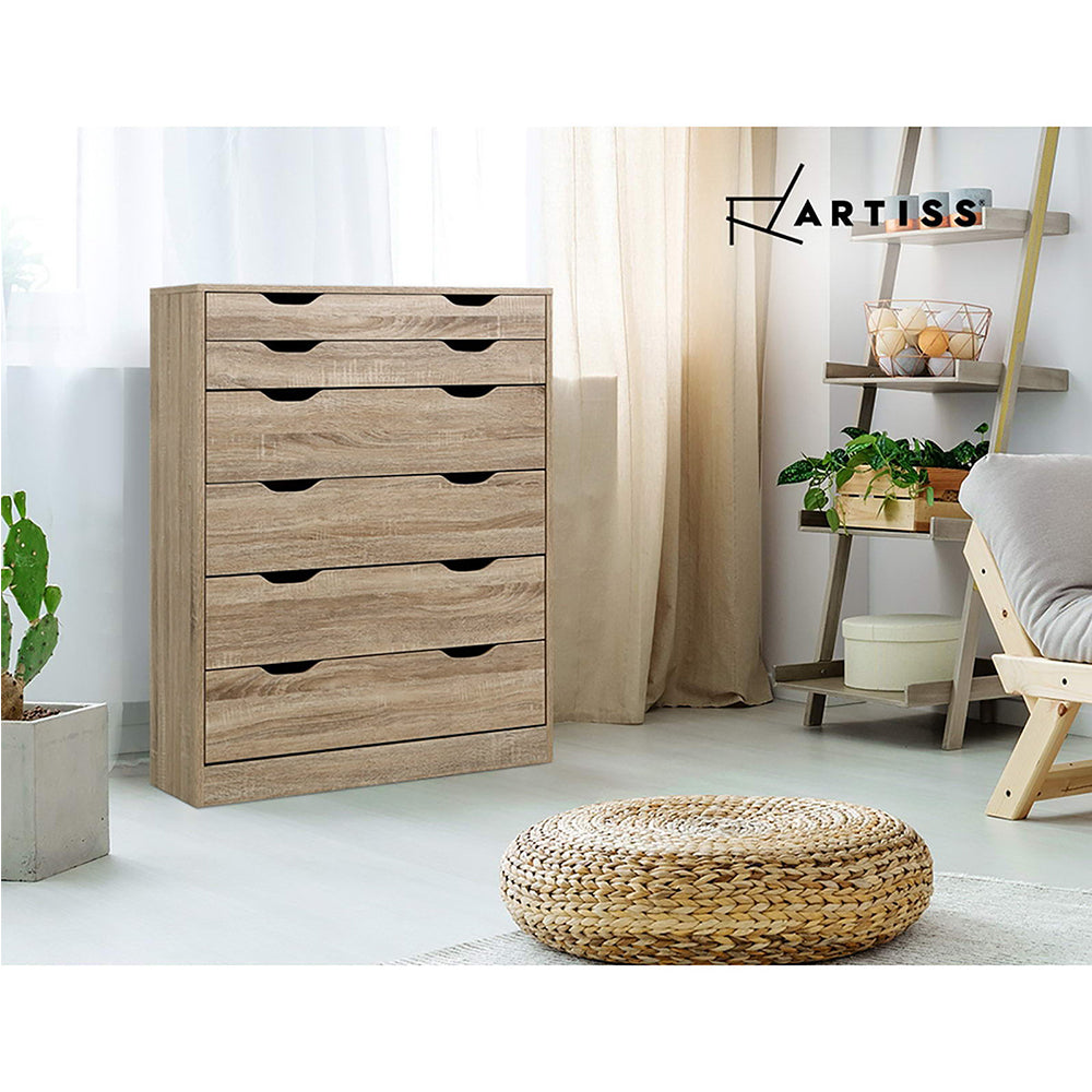 6 Chest of Drawers Tallboy Dresser Table Storage Cabinet Oak Bedroom