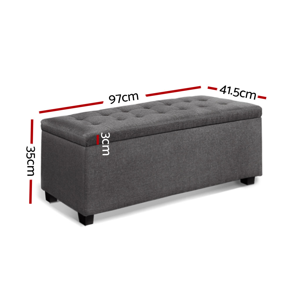 Large Fabric Storage Ottoman - Grey