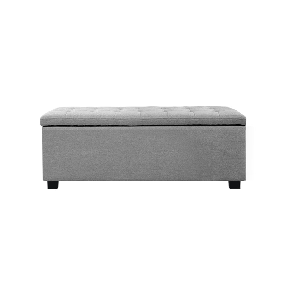 Large Fabric Storage Ottoman - Light Grey