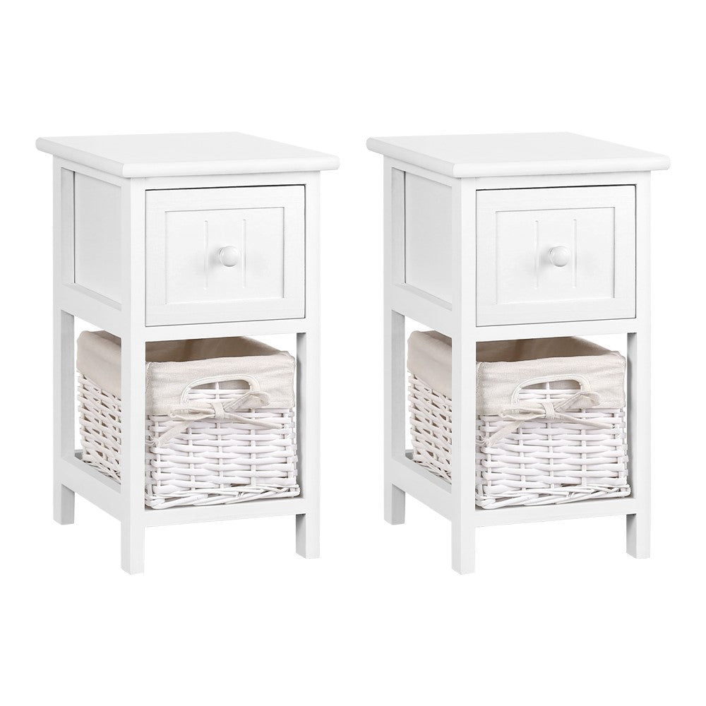 2 PCS  Bedside Table - White