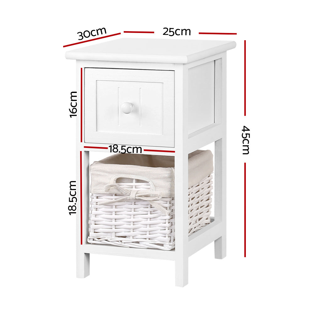 2 PCS  Bedside Table - White