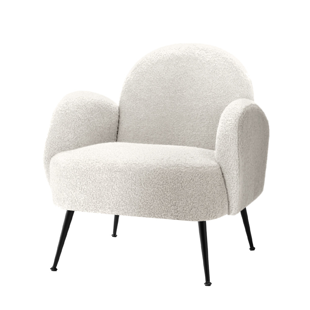 Armchair Lounge Chair Armchairs Accent Arm Chairs Sherpa Boucle White